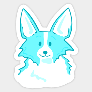Blue Adorable Corgi Face Sticker